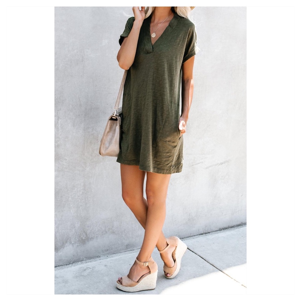 🆕 casual v-neck t-shirt dress
